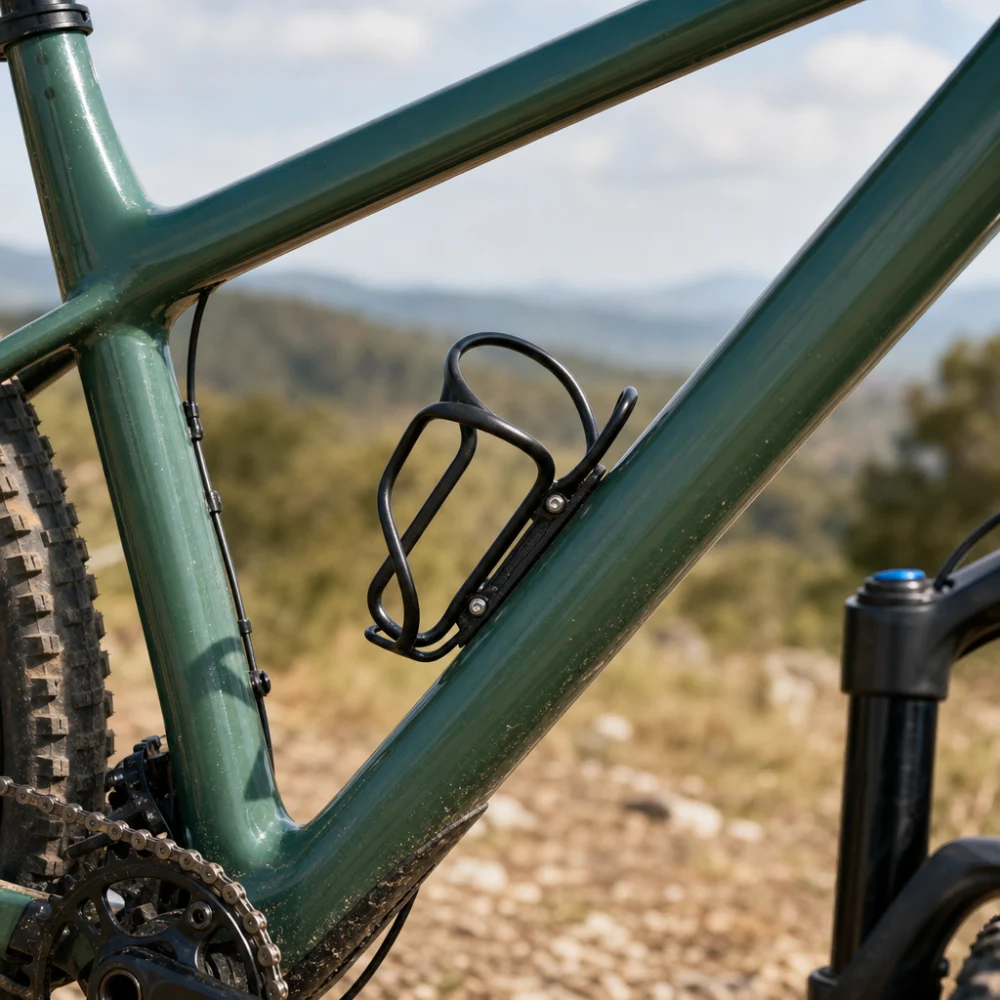 Bicycle frame with a mounted water bottle cage
