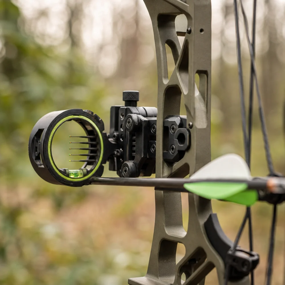 A generic bow sight mounted on an archery bow in a clean product-style image.