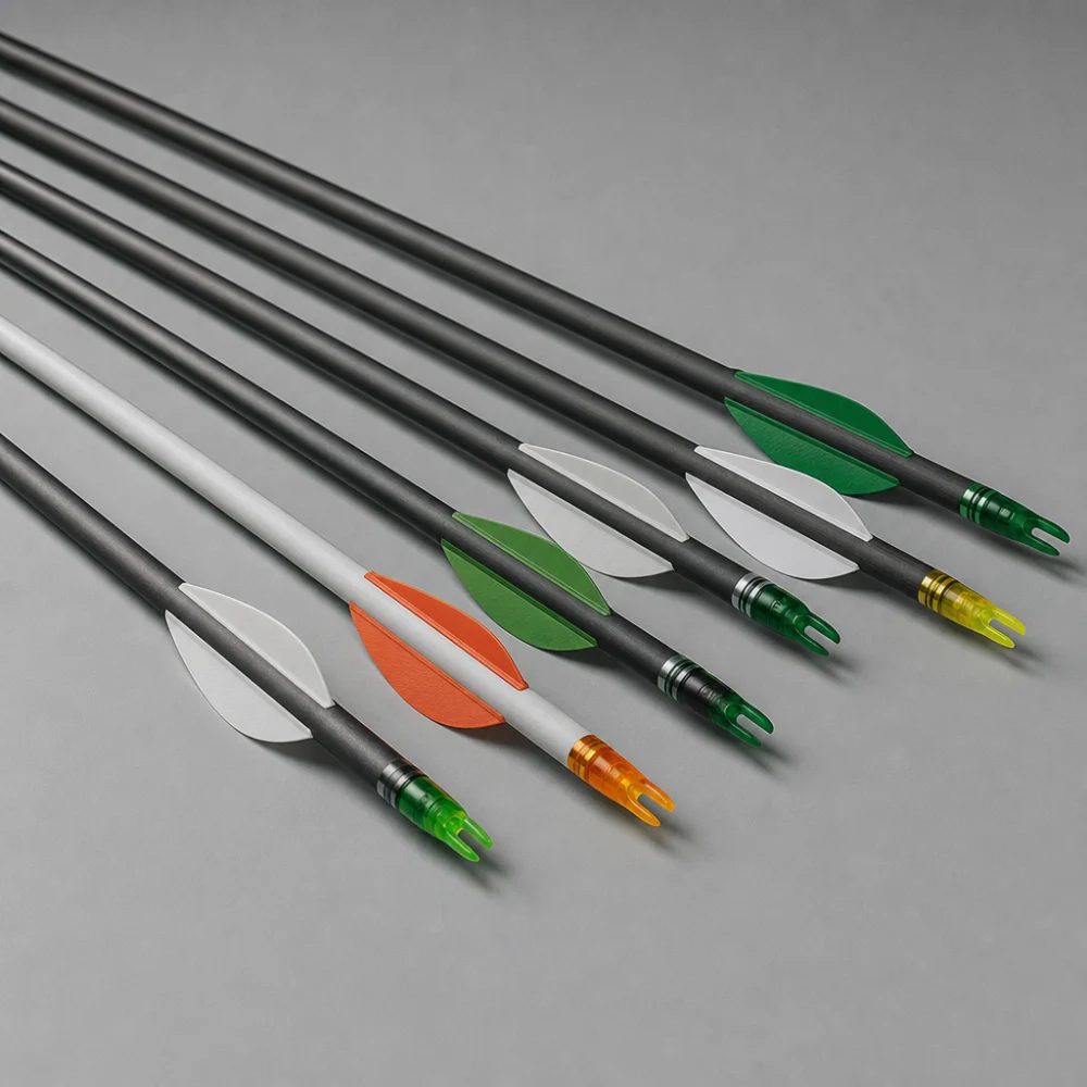 Several carbon arrows arranged on a neutral background