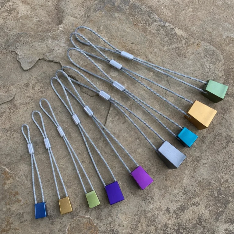 Several climbing nuts arranged on a neutral surface