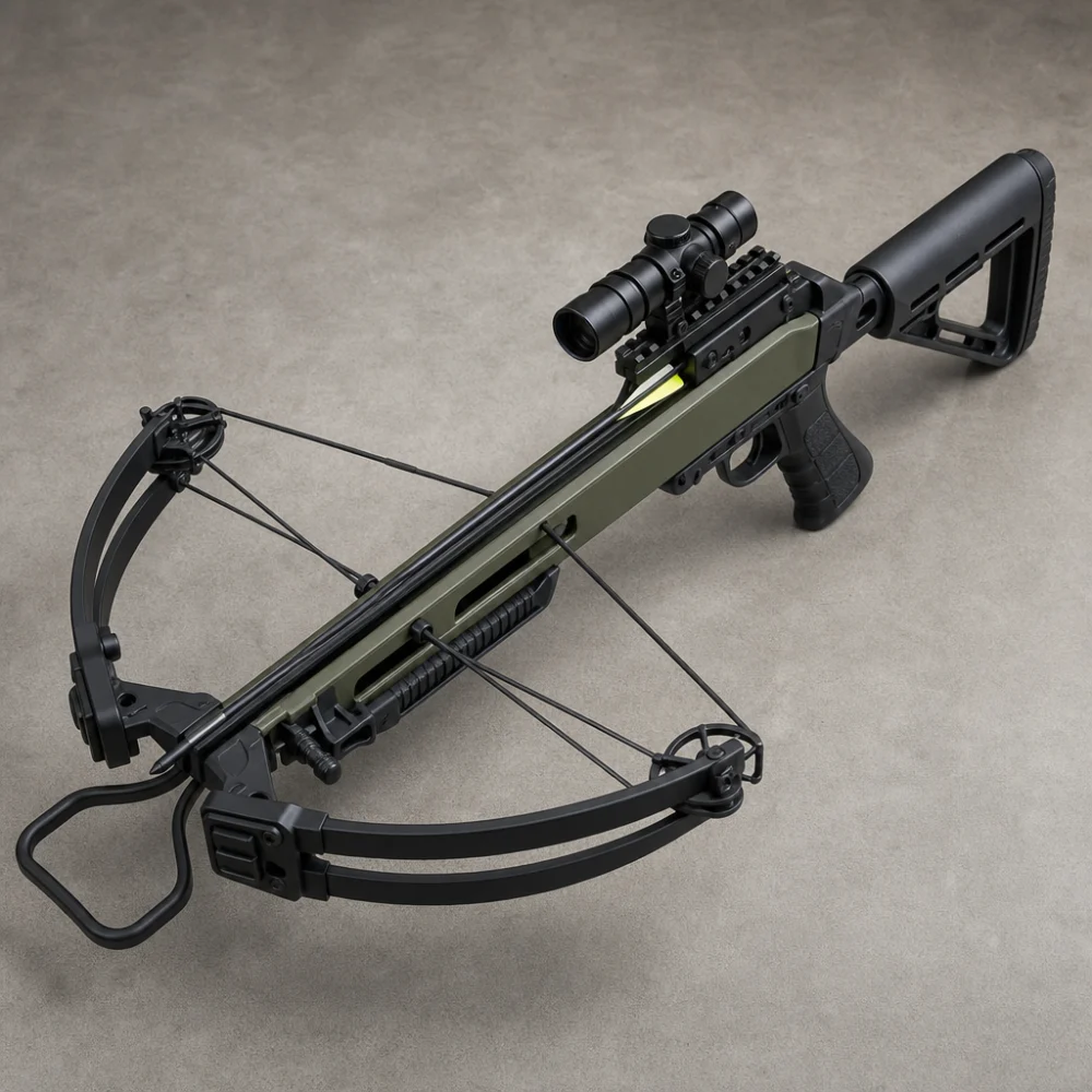 A generic crossbow shown in a simple studio-style composition on a neutral background.