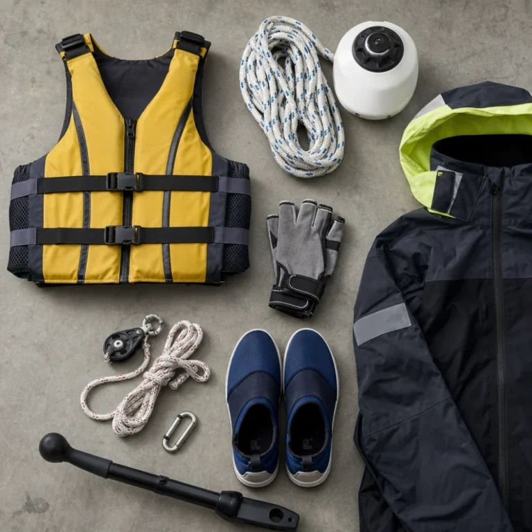 Generic dinghy sailing gear laid out for comparison