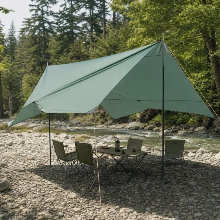 A generic group shelter providing shared shade outdoors.