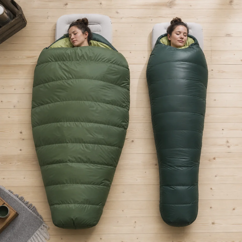 Two hammock top quilt shapes shown side by side for comparison