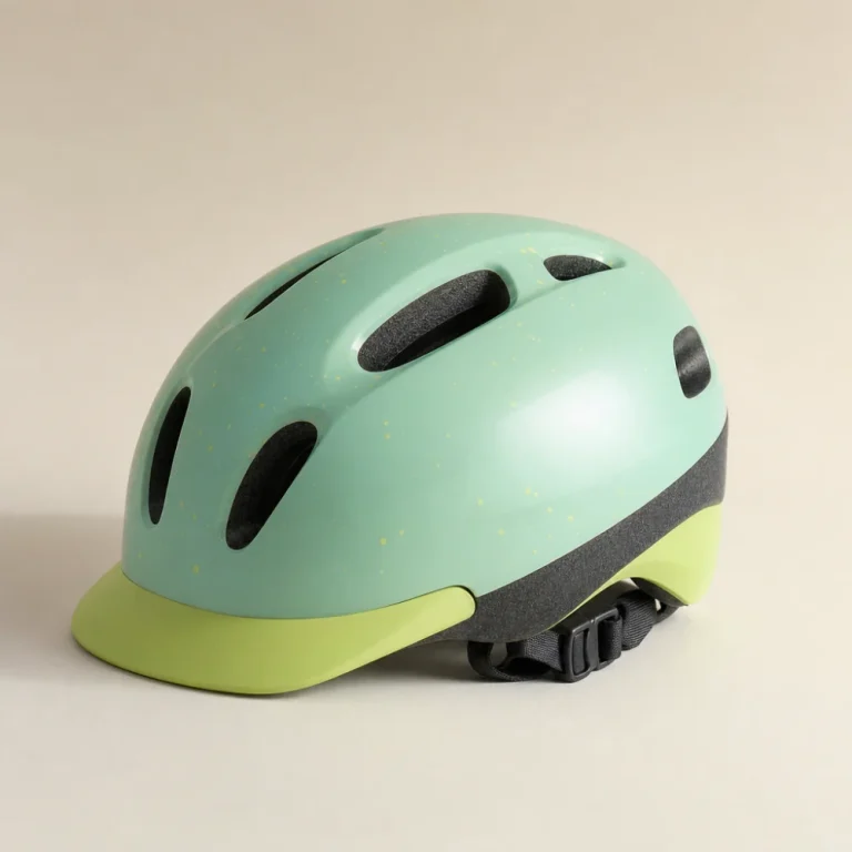 A kids' bike helmet shown on a plain background.