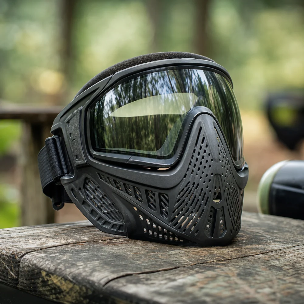 A paintball goggle shown on a neutral background