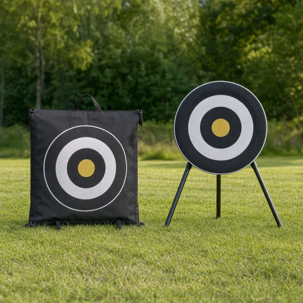 Two portable shooting target styles shown side by side for comparison