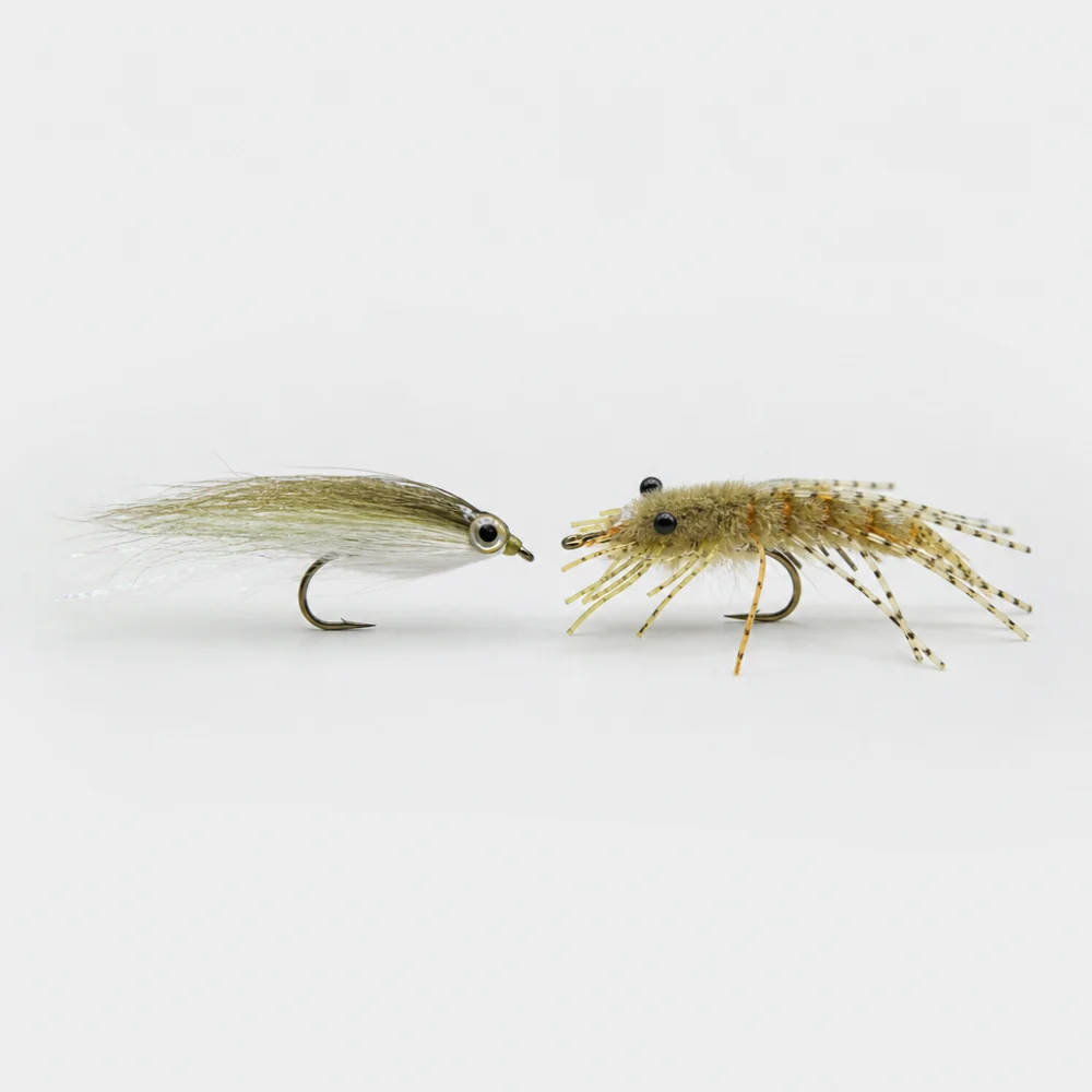 Two generic saltwater fly profile styles shown side by side