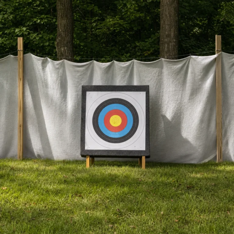 A target practice setup with a backstop positioned behind the target
