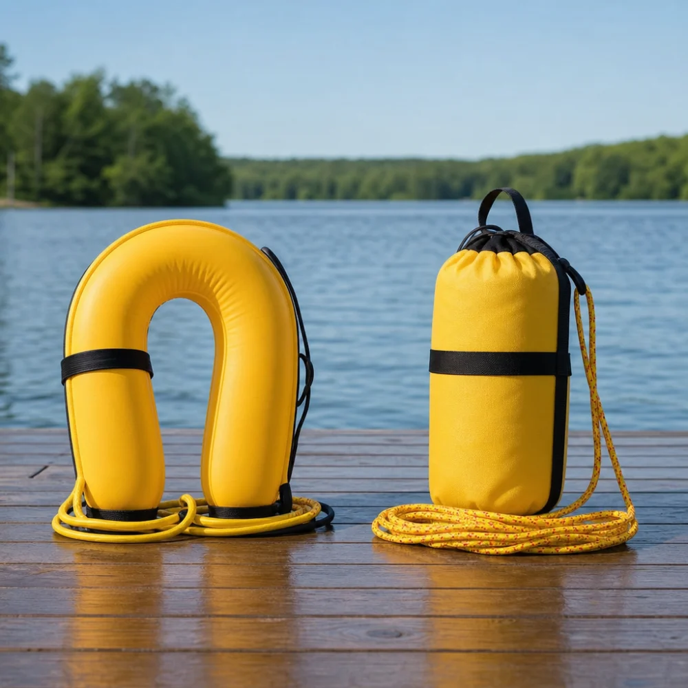 Two generic throwable flotation device styles shown for comparison